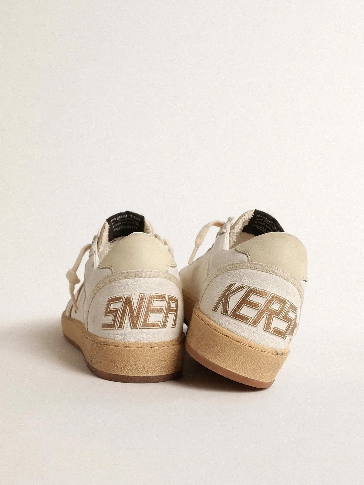 Ball Star LTD en toile et nappa avec étoile en cuir lamé bronze | Golden Goose