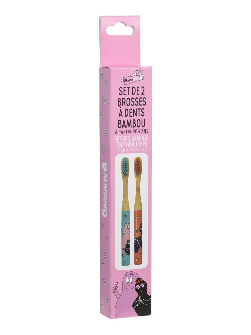 Barbapapa - Set de 2 Brosses à Dents en Bambou - N/A