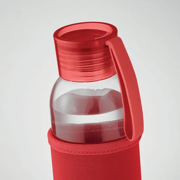 Bouteille en verre recyclé avec housse néoprène - 500ml - EBOR - Vertlapub