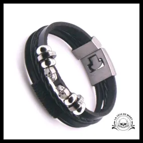 Bracelet Tête de Mort Lanière en Cuir