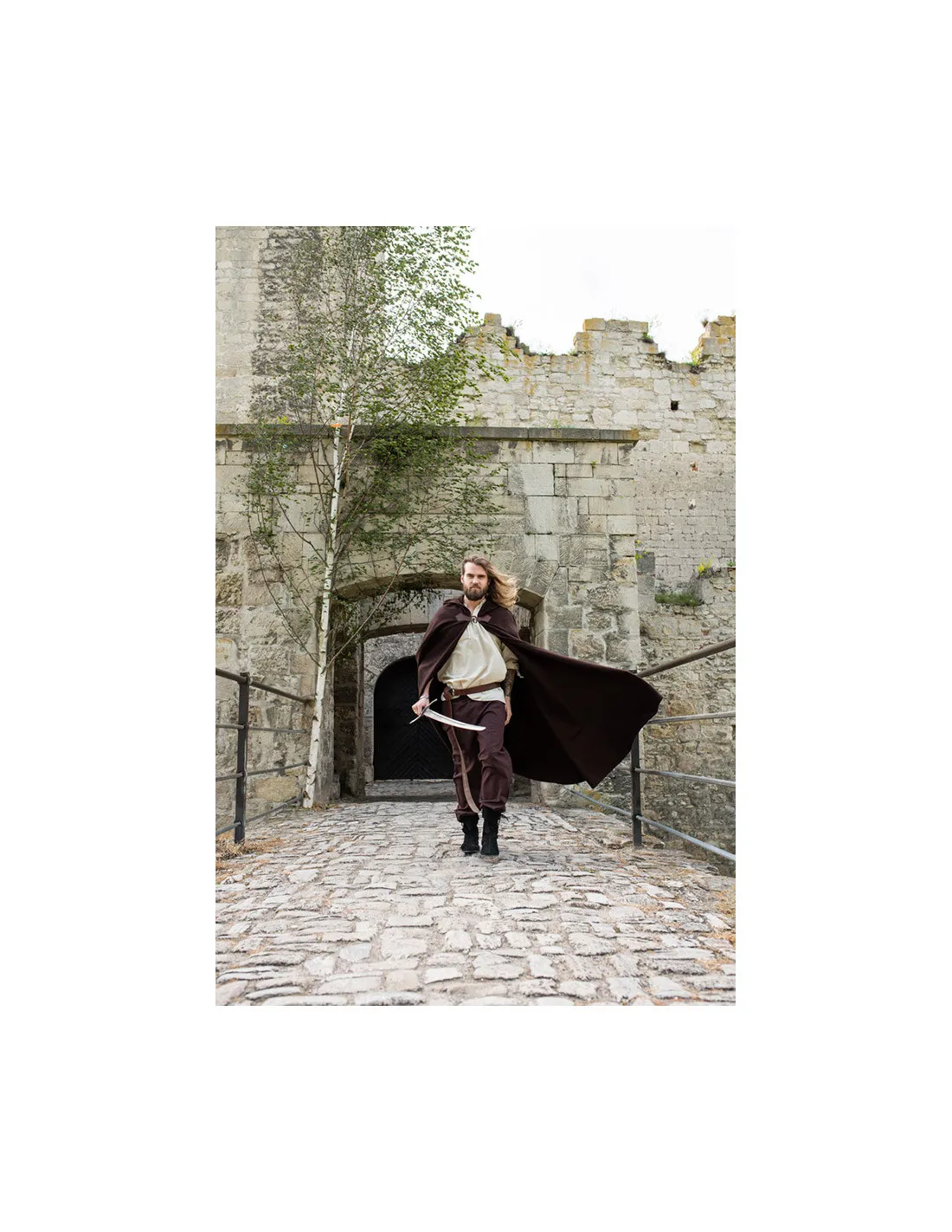 Cape médiévale en laine modèle Tjark, couleur marron ⚔️ Boutique Épées