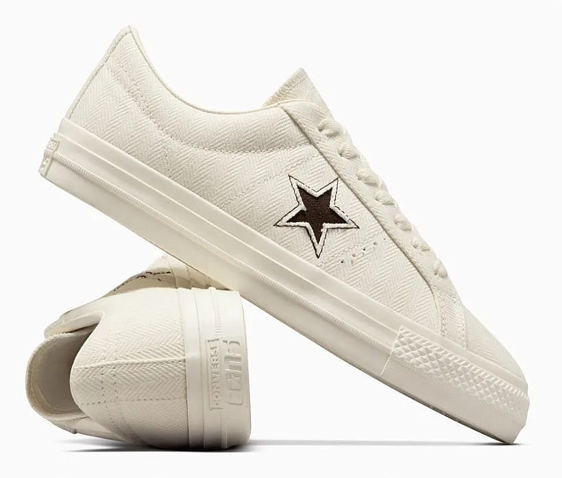 chaussures Converse Cons One Star Pro Herringbone OX - A06655/Egret/Fresh Brew/Egret