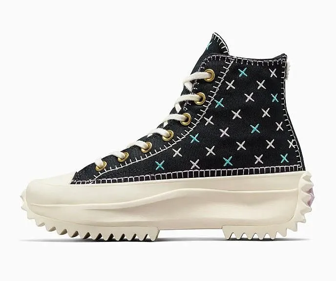 chaussures Converse Run Star Hike Platform Crafted Stitching Hi - A08733/Black/Egret/Gold