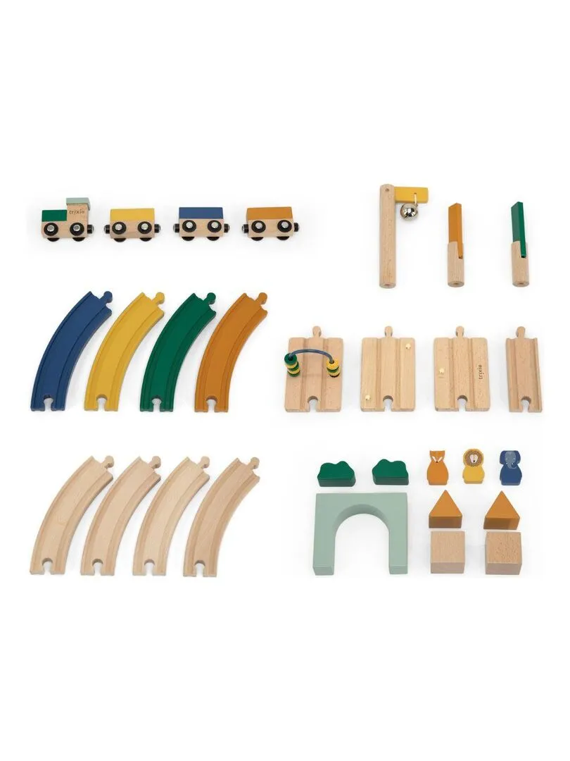 Circuit de train en bois - Trixie - Multicolore
