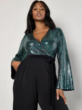 Combinaison Contrastée À Sequins Miroir Curve Vêtements Apricot