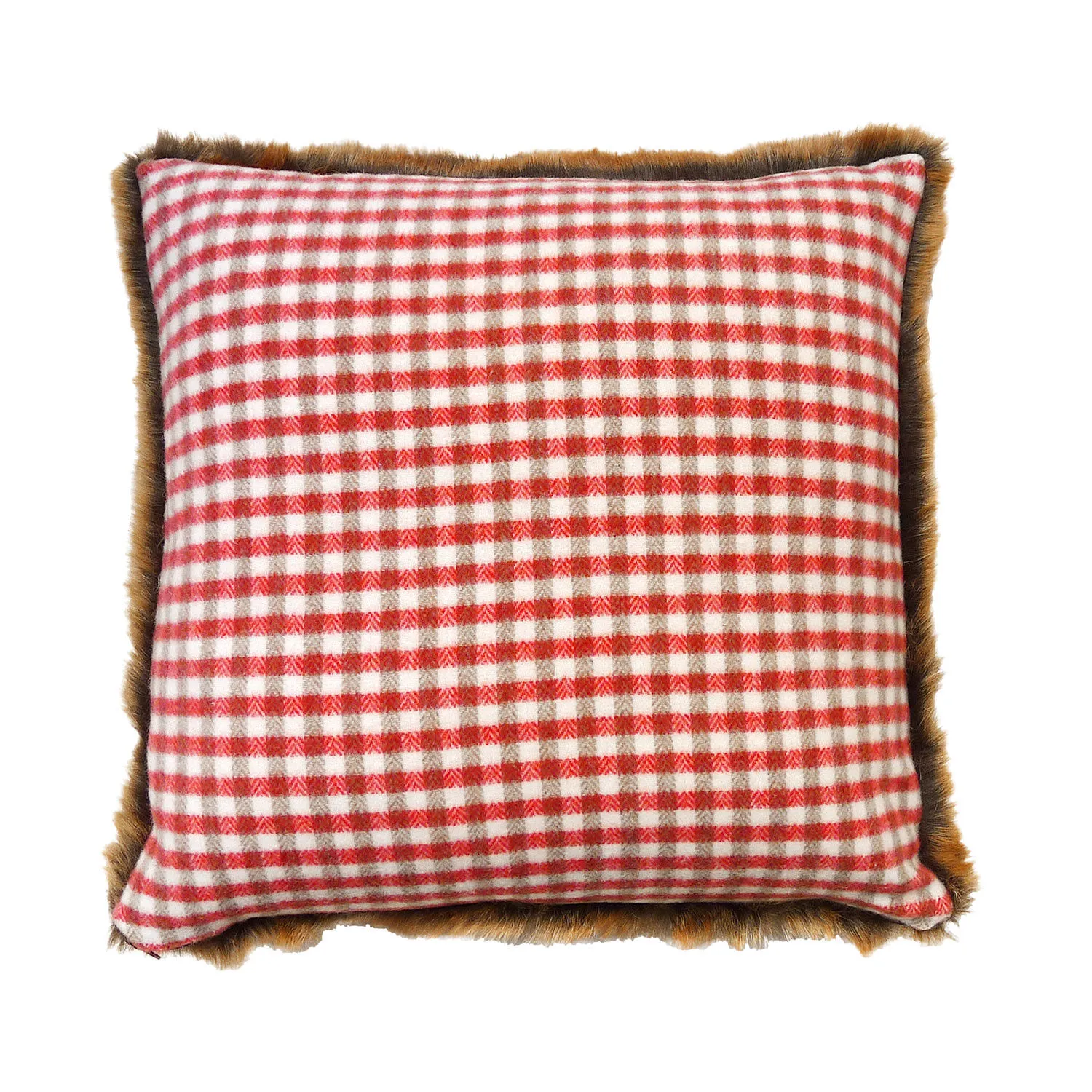 Coussin en fausse fourrure allure Vichy ⋆ Lehner Versand