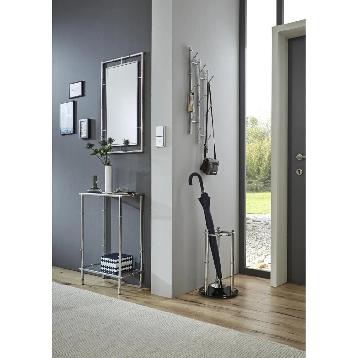 Garderobe murale design en métal chromé et 9 crochets | 3 Suisses