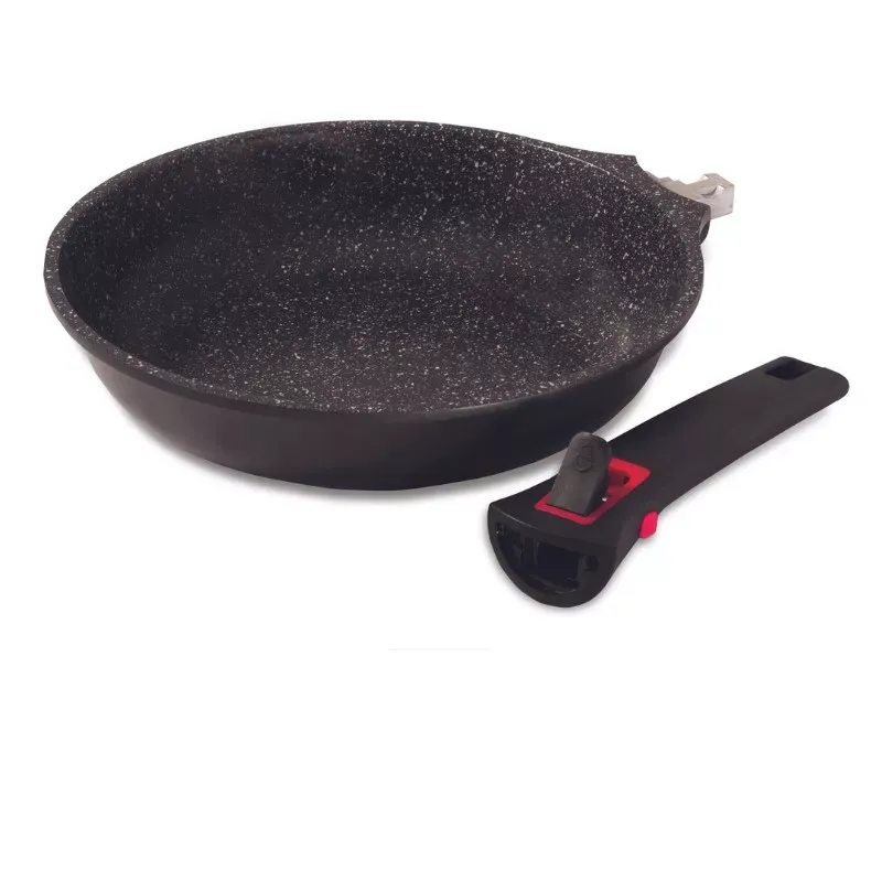 Granit PRO Poêle Fonte Aluminium revêtement céramique Manche amovible Induction D26