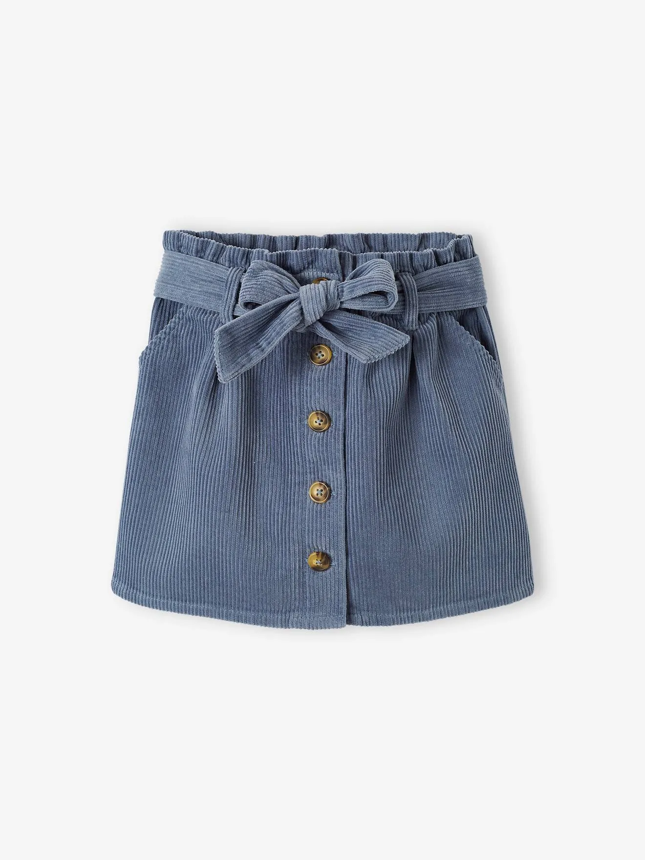 Jupe style "paperbag" en velours côtelé fille pêche - Vertbaudet