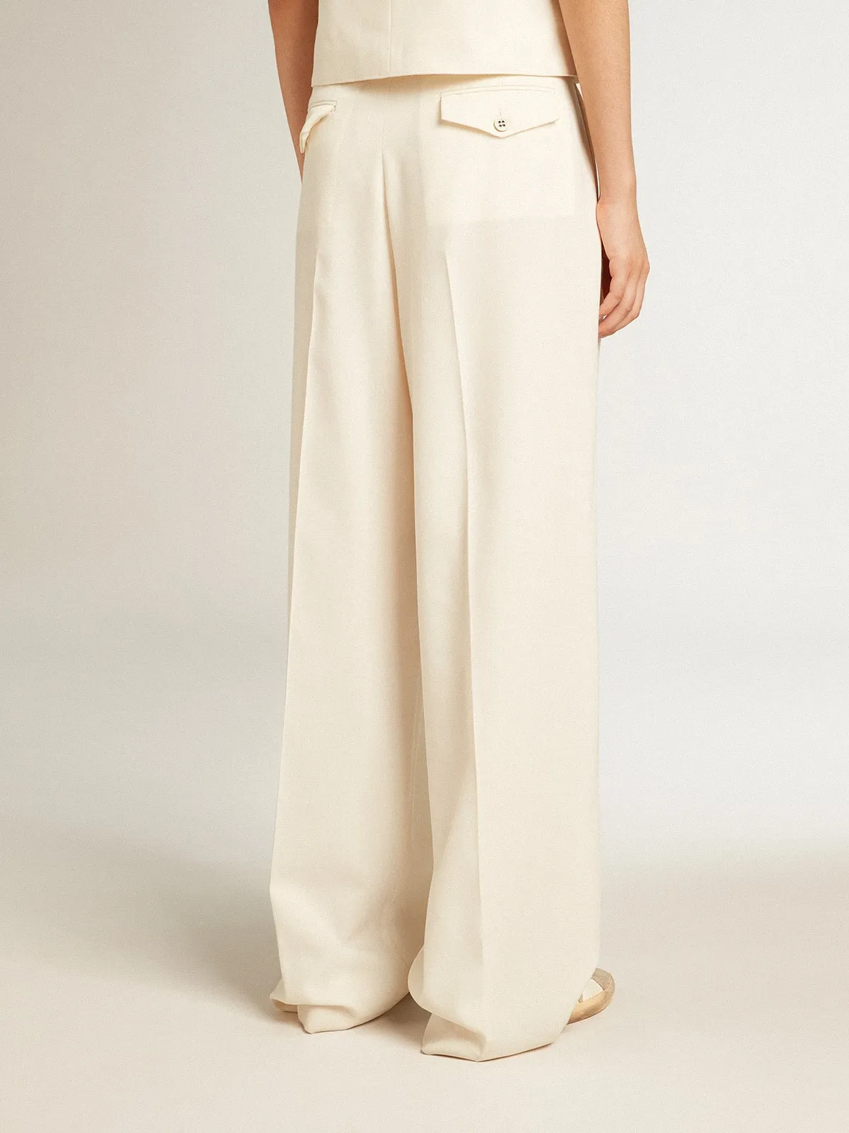 Pantalon de jogging femme en laine mélangée blanc vieilli
