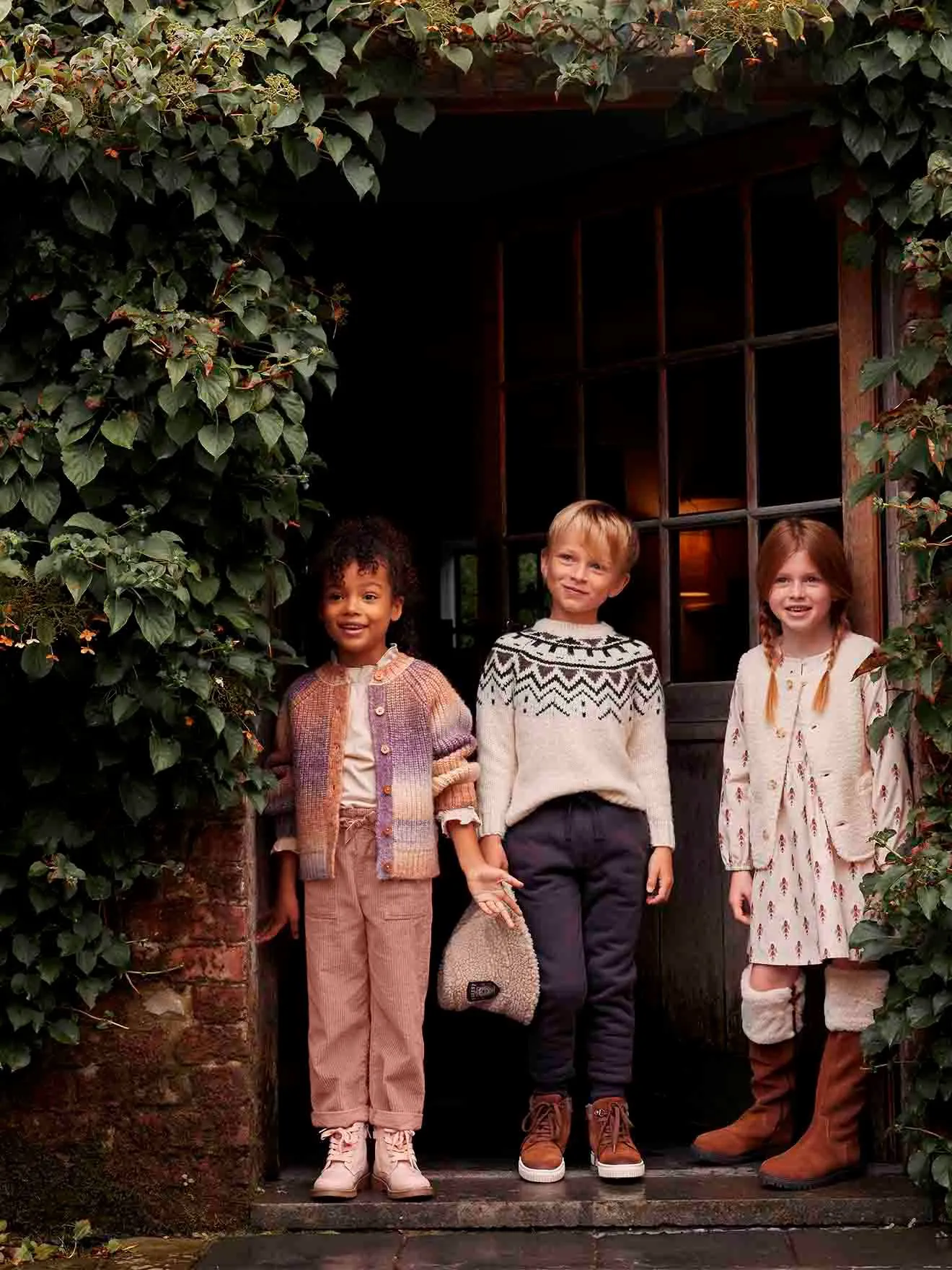 Pantalon paperbag en velours côtelé fille bois de rose - Vertbaudet
