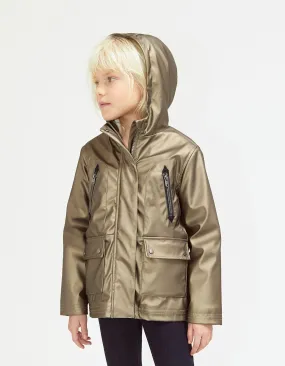 Parka doré fourrée à capuche fille