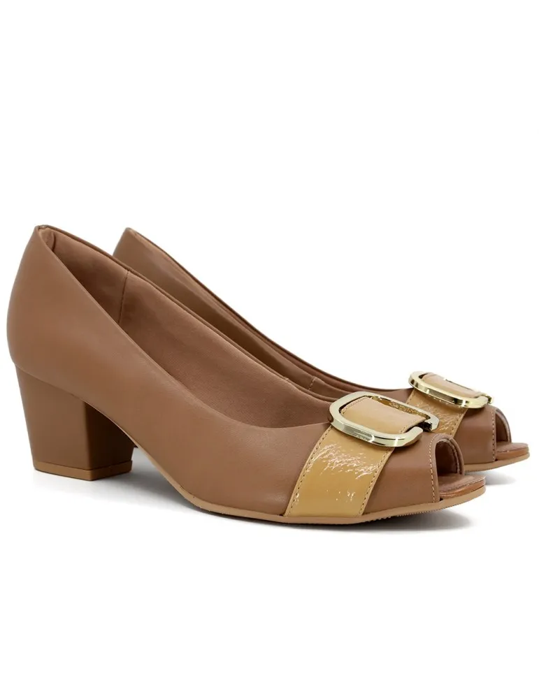 peep toes confort boucle décorative cuir beige 05 cm