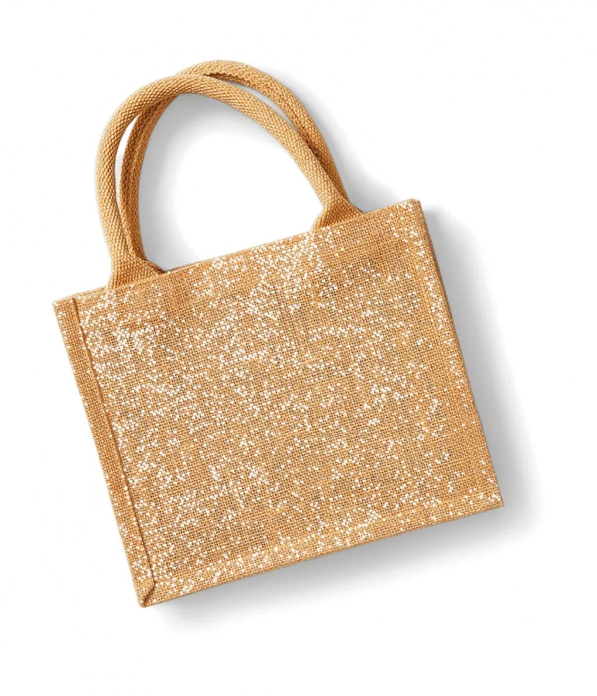 Petit sac shopping en toile de jute pailleté - W431 - beige 