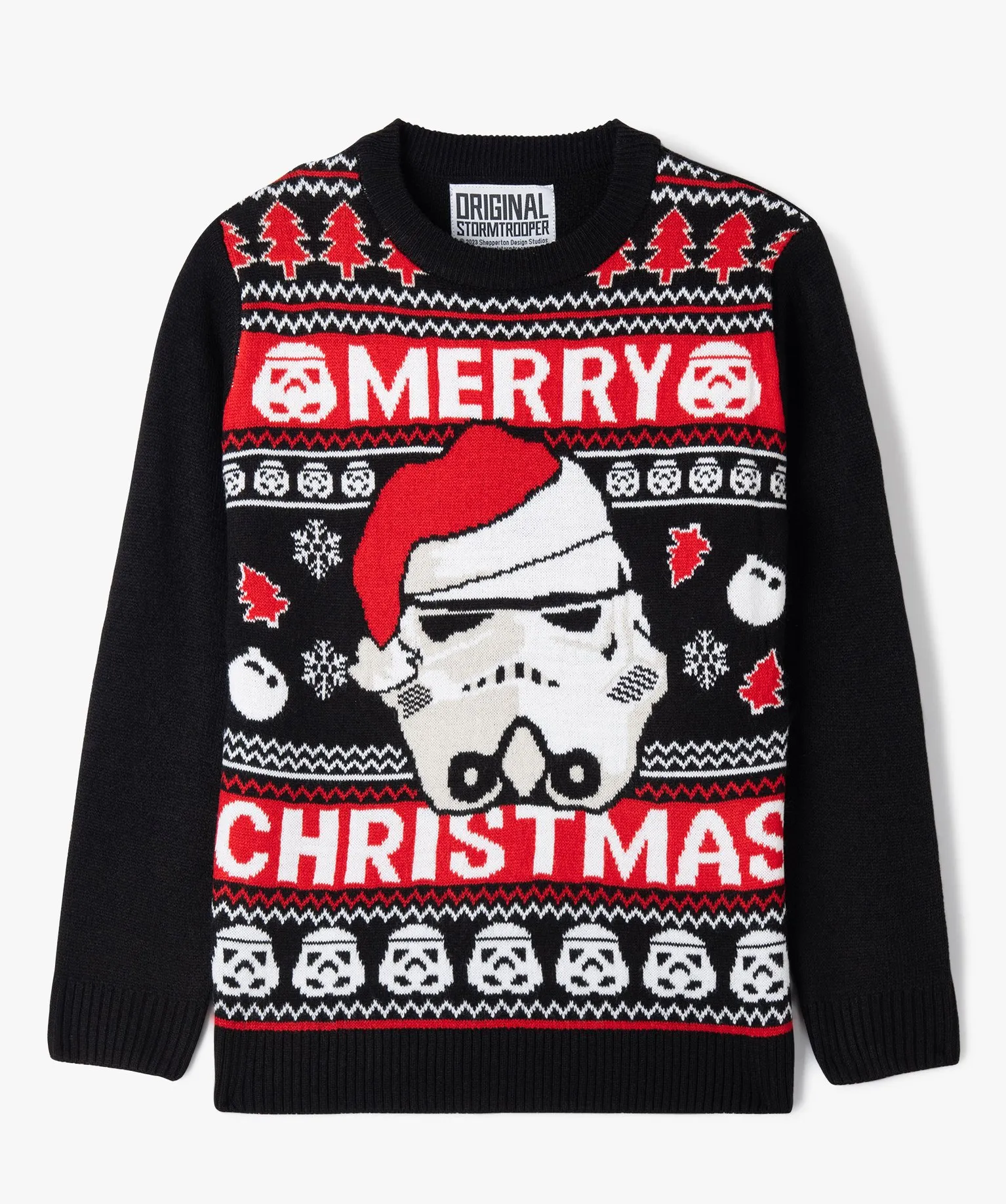 pull de noel en jacquard garcon - stormtrooper noir pulls