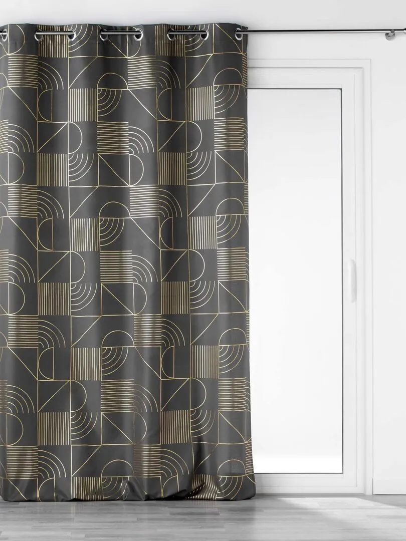 Rideau tamisant à motifs métallisés - gris anthracite