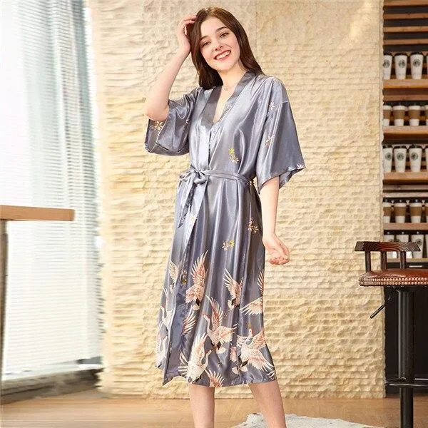 Robe Kimono Satin Femme