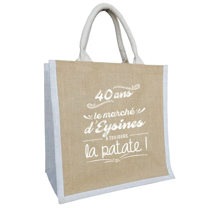 Sac cabas personnalisé normes alimentaires en toile de jute - 30x30x19cm - MUMBAI
