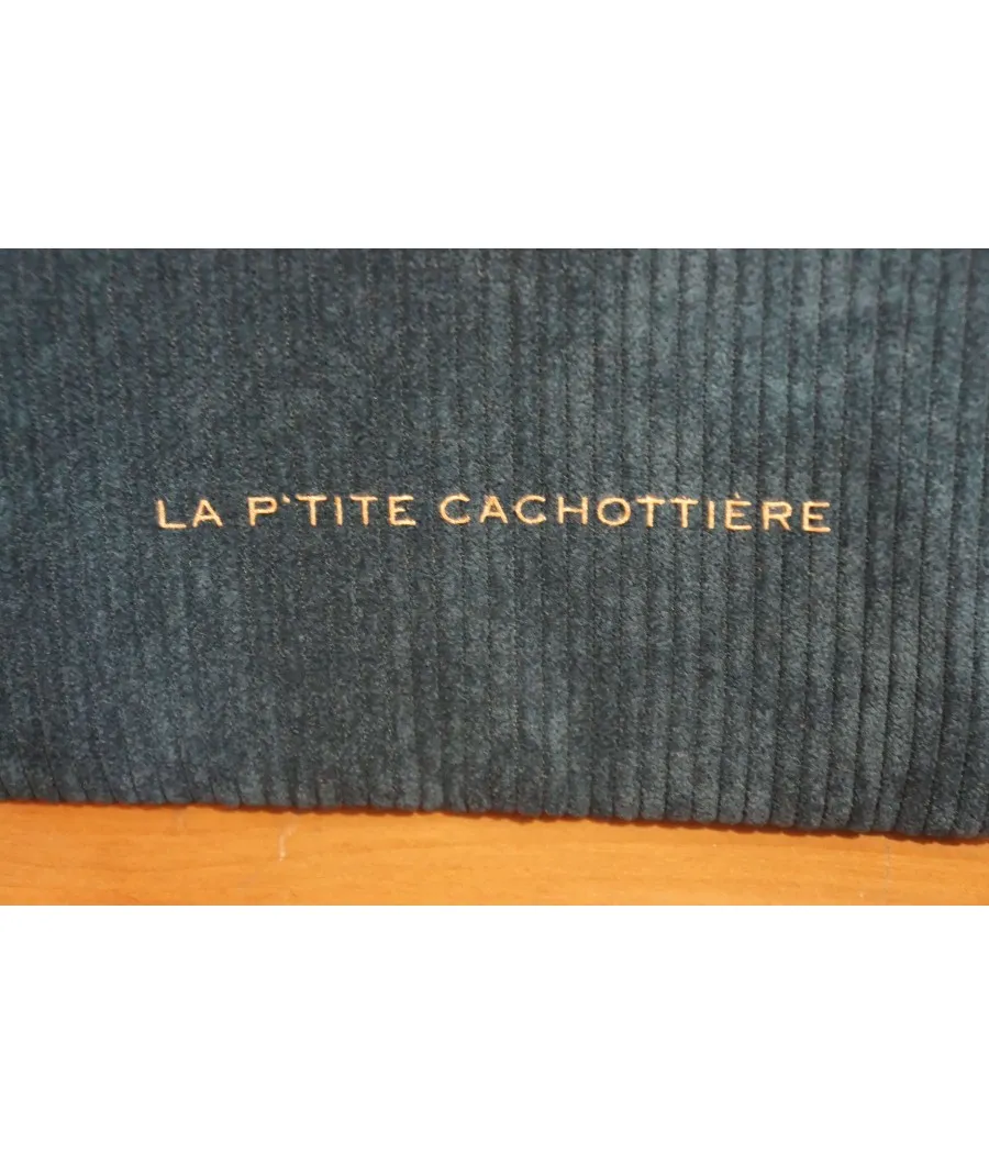 SANTAÏA grande pochette velours côtelé bleu canard idéal voyage papiers maquillage