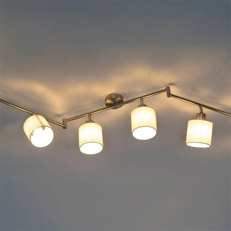 Spot de plafond moderne en acier avec abat-jour blanc 6 lumières - Hetta