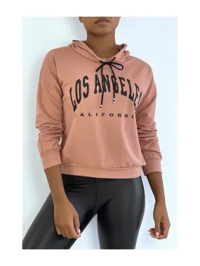 Sweat à capuche rose avec écriture LOS ANGELES CALIFORNIA