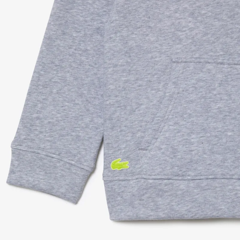 SWEATSHIRT À CAPUCHE ENFANT LACOSTE GRIS AVEC MARQUAGE CONTRASTÉ