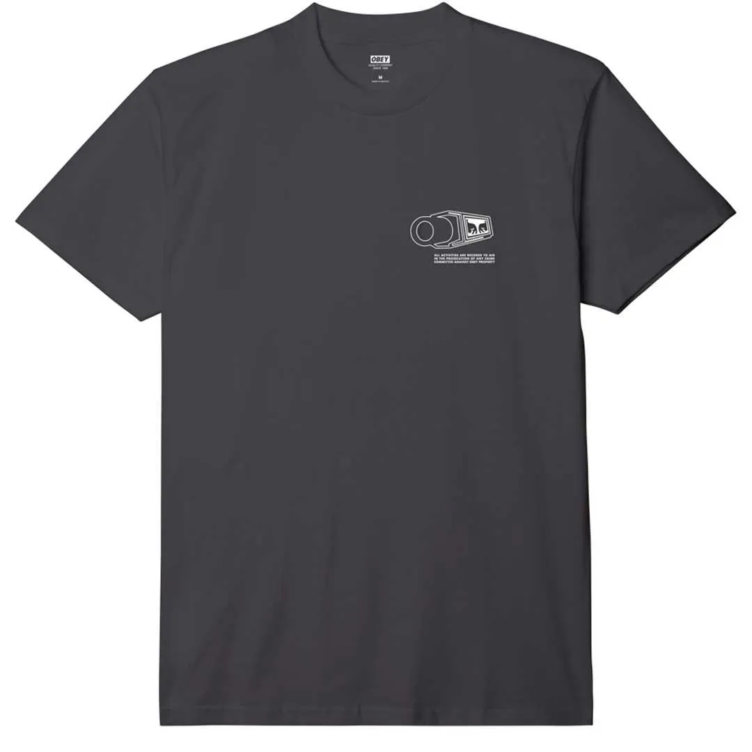 T-shirt : OBEY WARNING TEE Black - Bamboo Skateshop