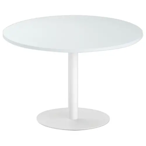 Table ronde diam 116 cm plateau gris pied blanc pied tulipe