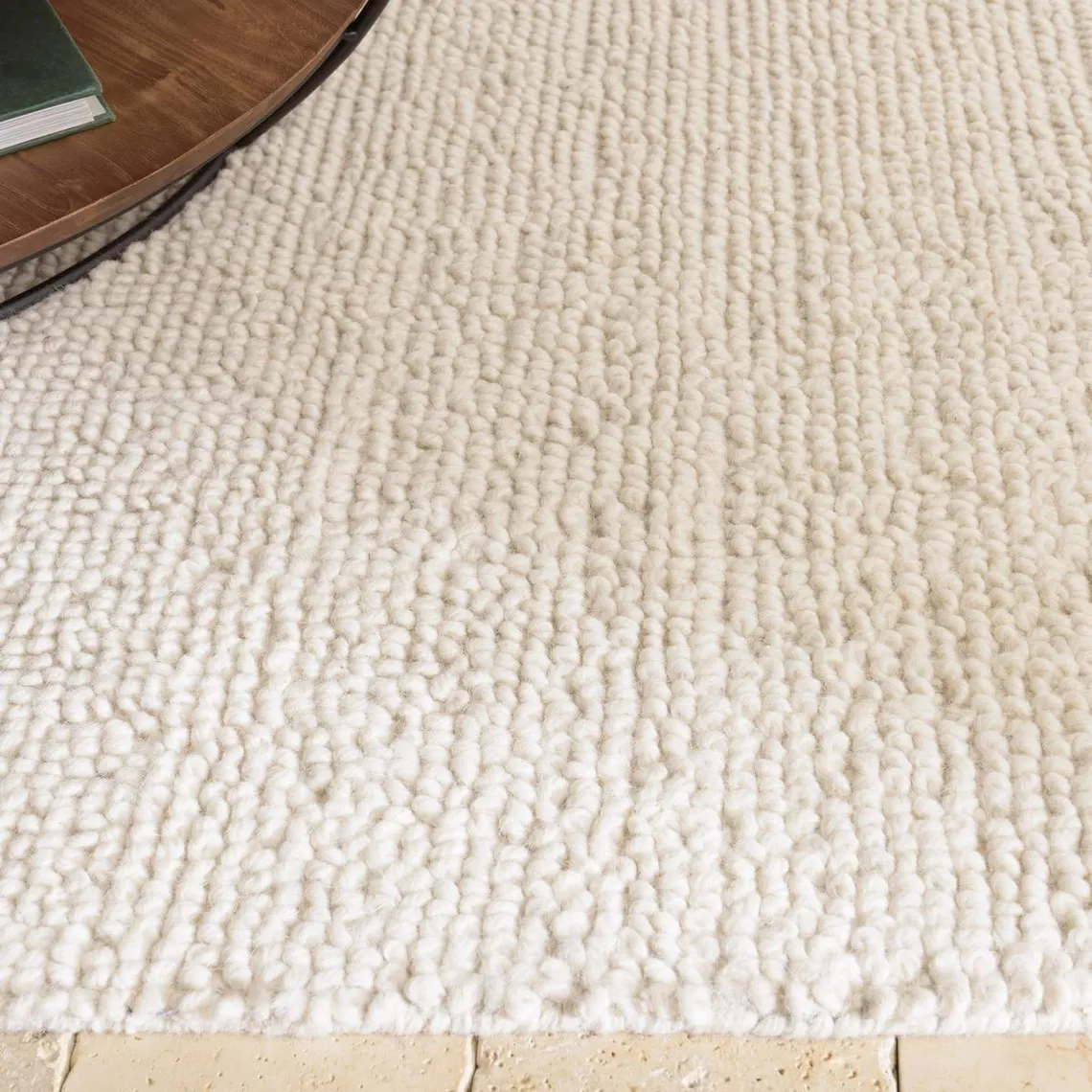 Tapis rectangulaire 160x230cm en laine bouclée couleur ivoire SACHA | 3 Suisses