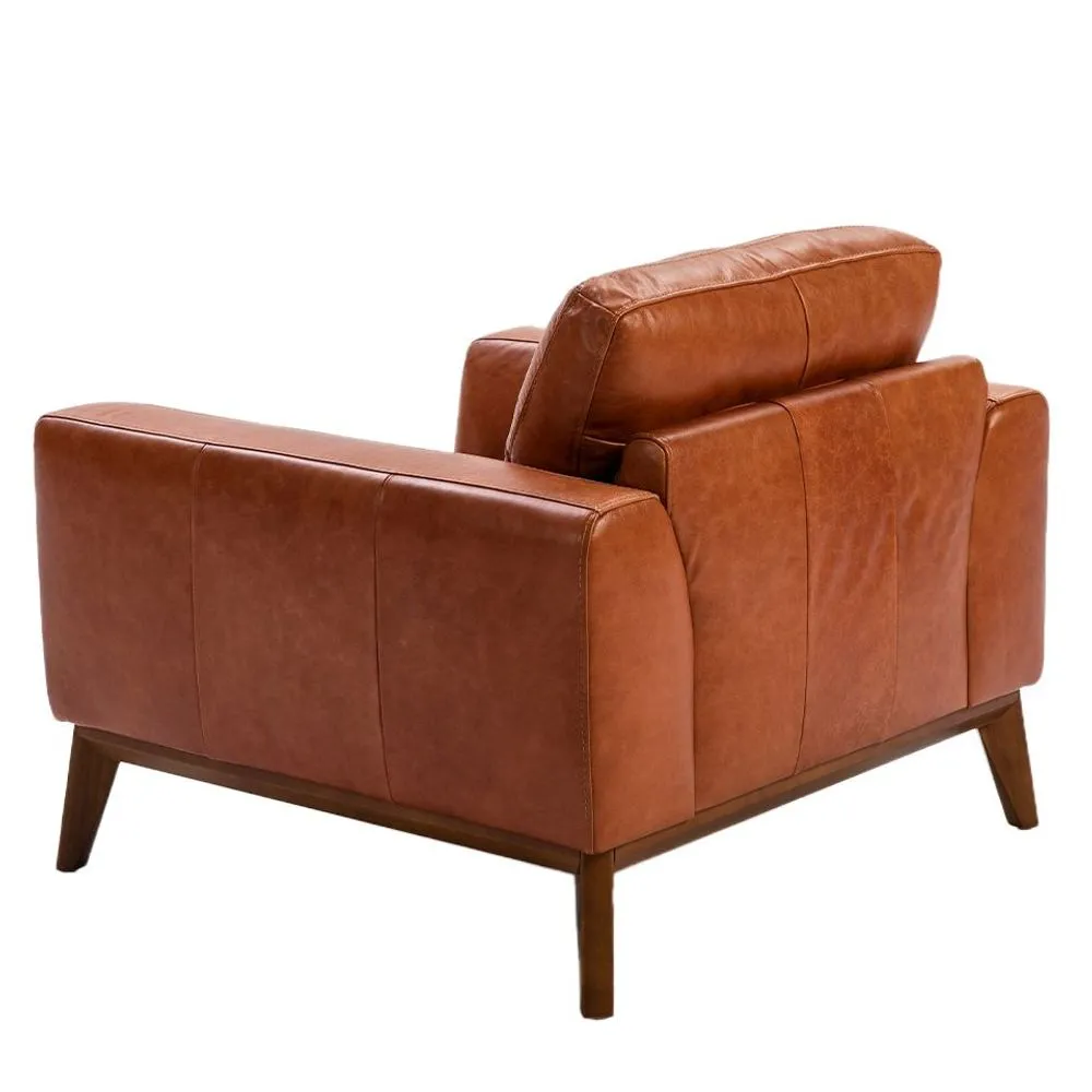 Upholstered buffalo cow leather armchair